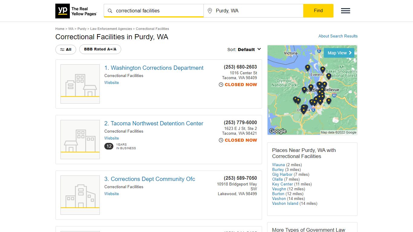 Correctional Facilities in Purdy, WA - Yellow Pages