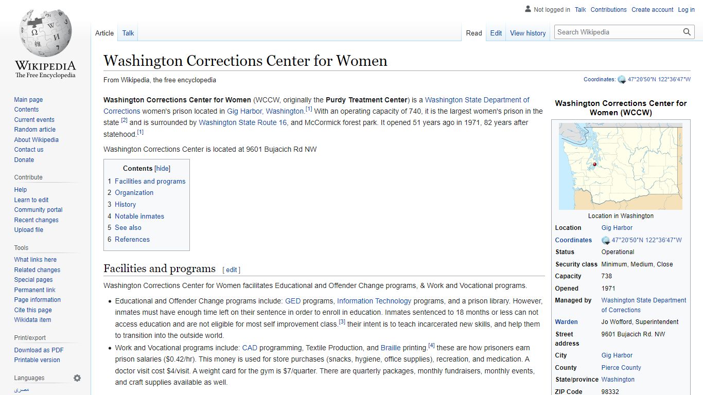 Washington Corrections Center for Women - Wikipedia